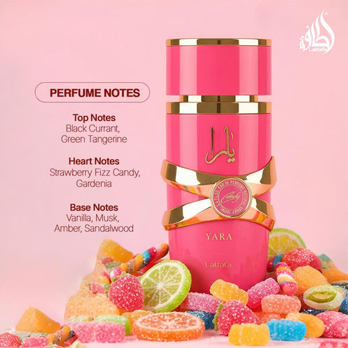 Lattafa Yara Candy EDP 100ml - Vista Lateral