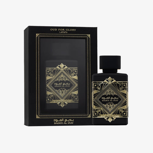 Lattafa for Glory perfume arabe frasco preto dourado 100ml